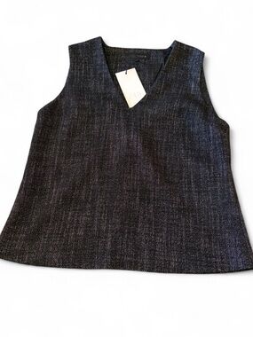 NWT Zara V-Neck Charcoal Tweed Top